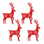 Набор декоративных элементов из фетра Олени, 65х40ммх0,5мм, 4 шт, цв. красный, 26840