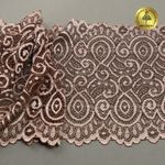 Кружево бельевое эластичное 180 мм / 3 м, L1351 цв.т.бежевый+св.бежевый, Kruzhevo