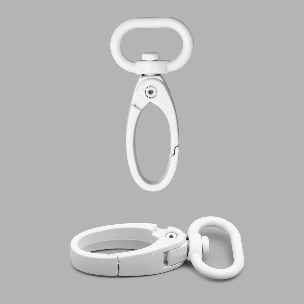 Карабин металл 15.0 мм (43х22 мм), белый лак, ГУ12849, 4 шт