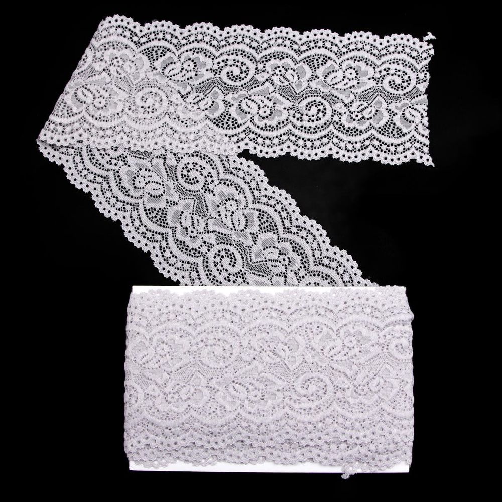 Кружево эластичное (стрейч) 100 мм / 3 метра, C154 светло-серый