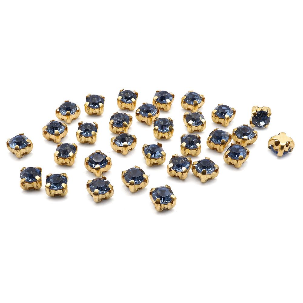 Хрустальные стразы в цапах круглые (золото) св.голубой 4х4 мм, 29-30 шт/упак. Astra&Craft, ЗЦ006НН44