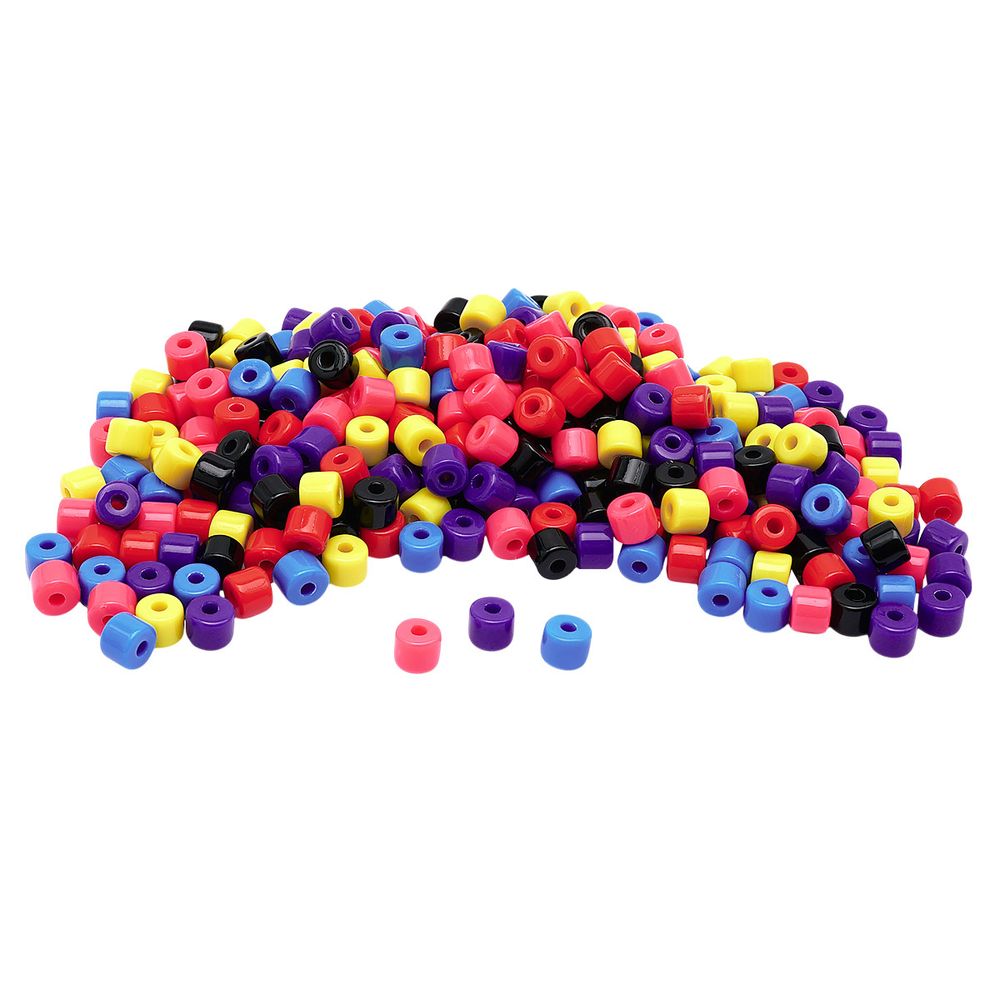 Бусины пластик 5х6 мм, 50 г, микс цвета, цилиндр, яркий, Astra&Craft, 2141