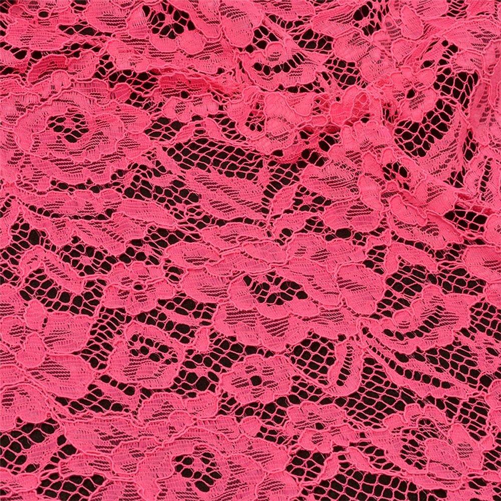 Ткань кружевная гипюр с кордом 130 г/м², 145 см / 1 метр, TBY.LN-3002 цв.312 фуксия