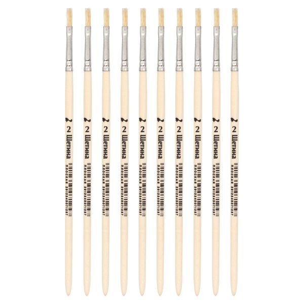 Кисть щетина школьная плоская №2,10 шт