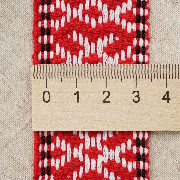 Лента для поясов 38 мм / 25 метров, рис. 9852, красный/белый/черный, С3822Г17