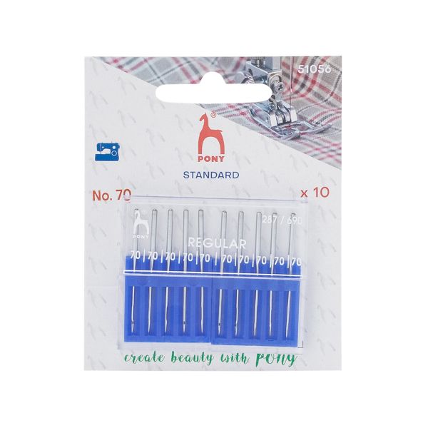 Иглы для промышленных швейных машин универсальные 287/690, №70 с круглой колбой, 10 шт, Pony, 51056