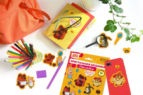 Алмазная (кристальная) мозаика Фрея CMF-ALVN-143, Союзмультфильм. Наклейки Винни-Пух и все-все-все, 19.5х14 см