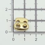 Фиксатор (зажим) для шнура металл плоский, 2 отв., 13х13 мм, (in ⌀3 мм), мет. цв.золото, 10 шт