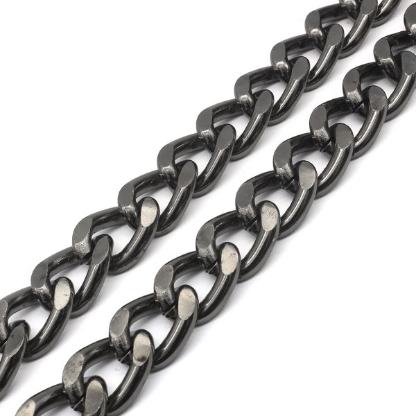 Цепь алюминиевая 19,8 мм, 14,6 мм, боб(10 м) (чер.никель) K8622