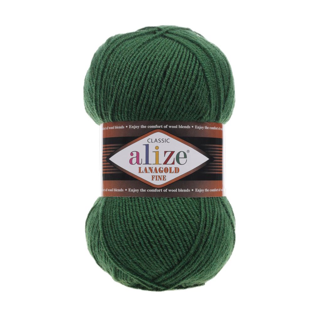 Пряжа Alize (Ализе) Lana Gold Fine / уп.5 мот. по 100 г, 390м, 118 зеленая трава A
