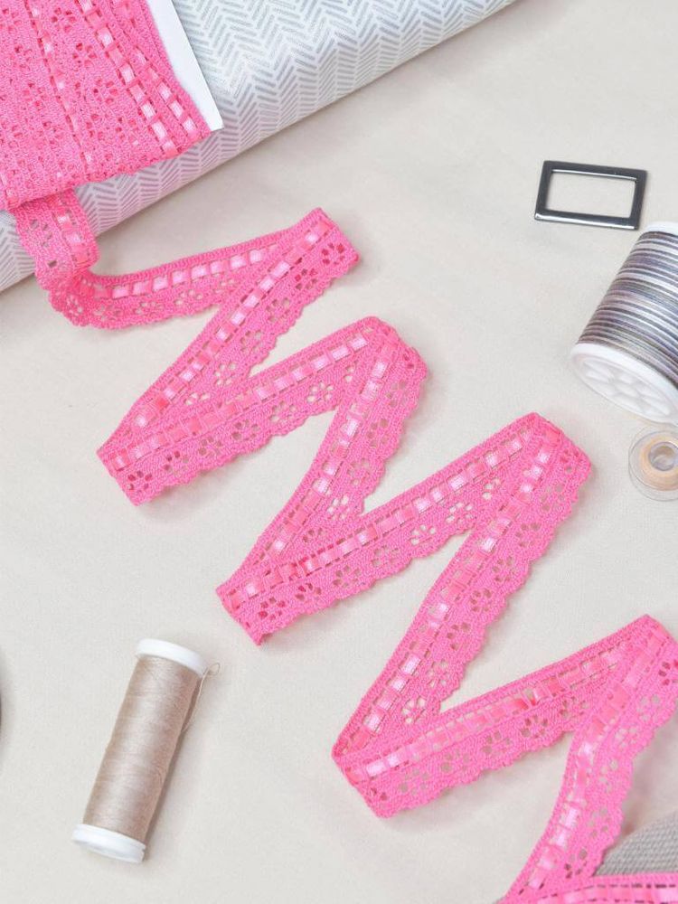 Кружево вязаное (тесьма) 19 мм / 10 метров, цв.фуксия, 2171/024/324