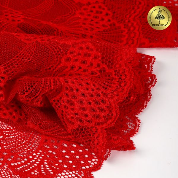 Кружево бельевое эластичное 195 мм / 3 метра, TBY.30211, цв.100 красный