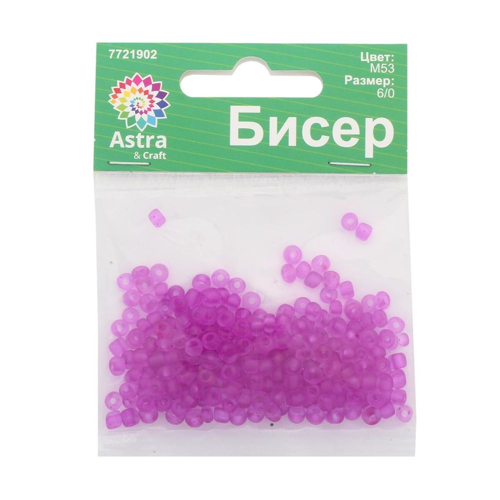 Бисер Astra&Craft 6/0,15г (М53 розовый/прозрачный/матовый) /TOS/