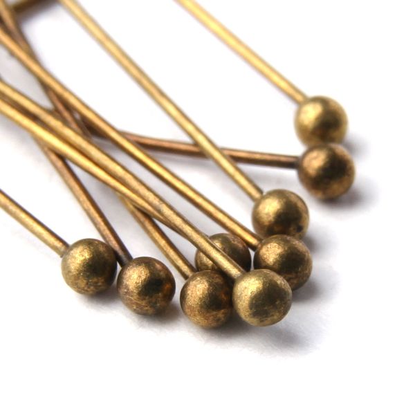 Штифты с шариком 3см, 50 шт в упак, Астра, Латунь