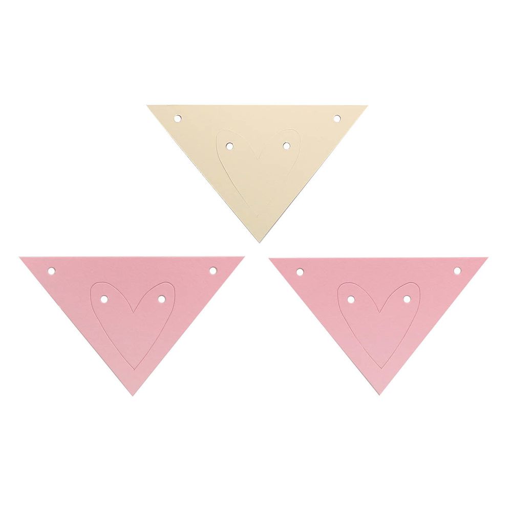 Заготовка для гирлянды Треугольник Сердце Розовый/Кремовый