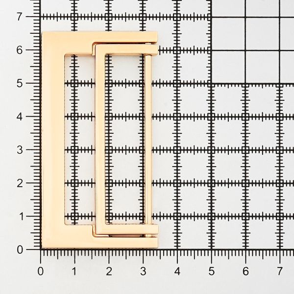 Пряжка прямоугольная 50 мм, металл (Gold Золото), МТ_1871, 6 шт