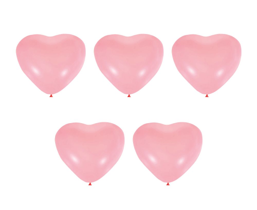 Набор воздушных фигурных шаров Сердце 30 см, 5 шт, 02_розовый, Boomzee BWH-30