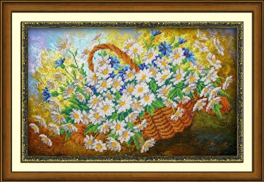 Набор для вышивания бисером Паутинка, Ромашки 24х39 см