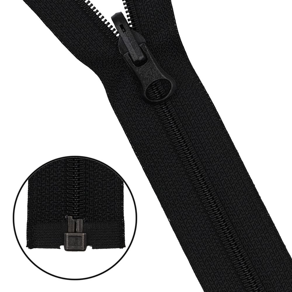 Молния спираль (витая) Arta Т5 (5 мм) 1 зам., разъем., 75 см, с реверсным замком, цв. 580 черный, уп.5 шт