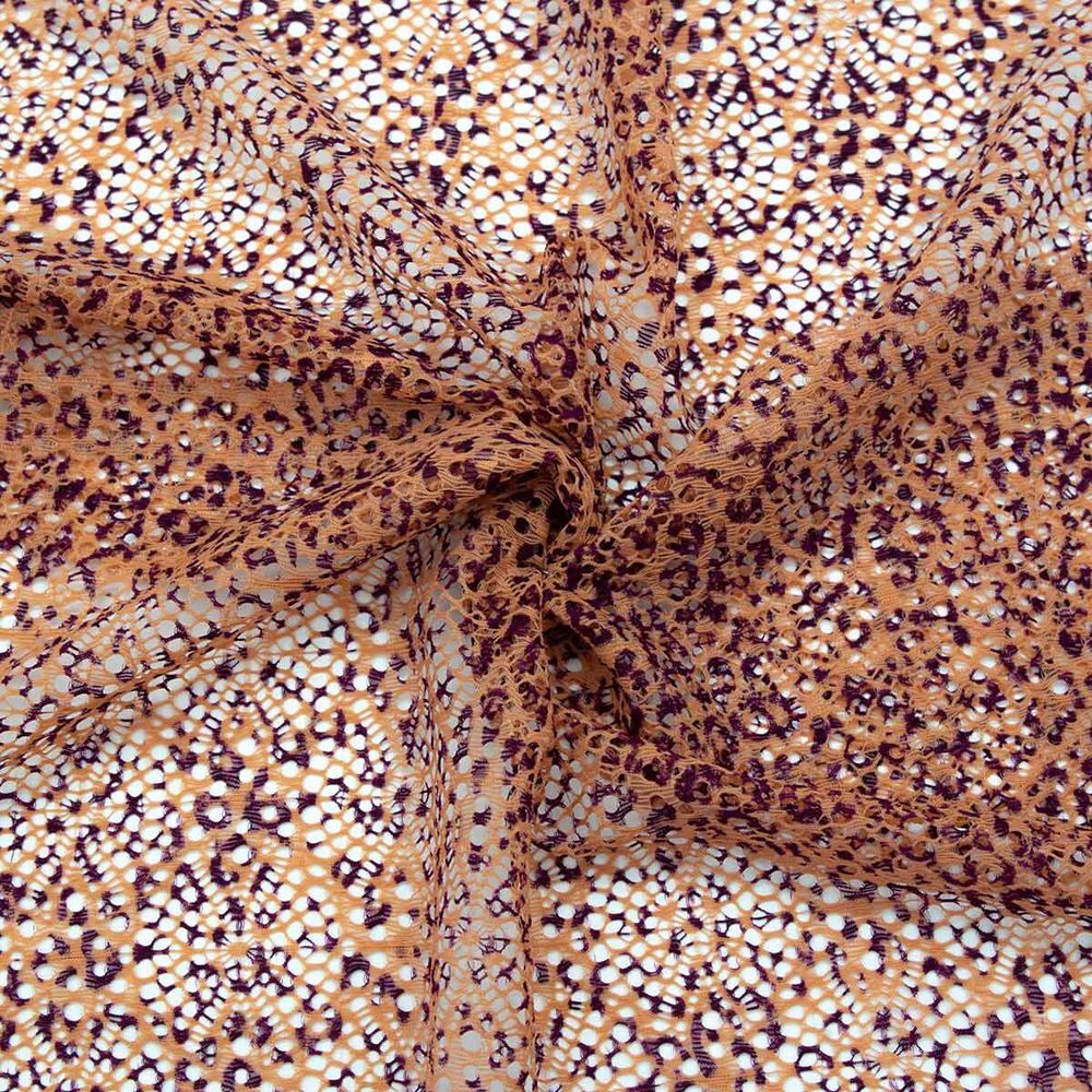 Кружево бельевое эластичное 230 мм / 10 м, бежево-бордовый