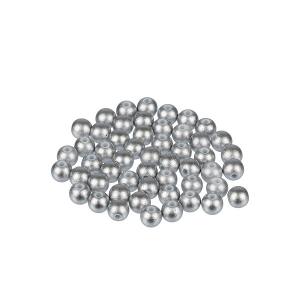 Бусины пластик ⌀6 мм, 50±2 шт, №24 серебро, Zlatka PB-1