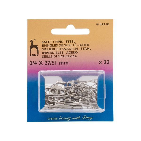 Булавки английские l=27-51 мм, сталь, 30 шт, Pony, 84418
