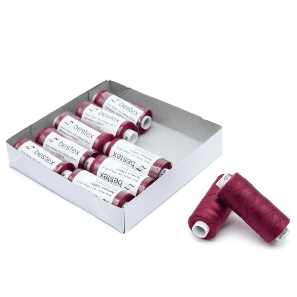 Нитки швейные бытовые Bestex 40/2, 365 м (400 ярд) / 10 кат., 055 светло-бордовый
