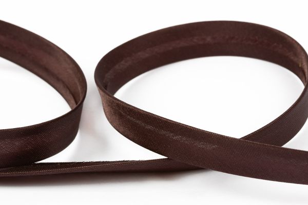 Косая бейка атласная 15 мм / 132±1 метра, 077 коричневый, Gamma GK-15P