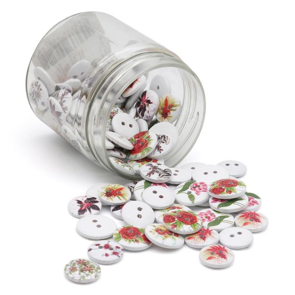 Украшения декоративные пуговицы деревянные Цветы №4, 15-18 мм, 100 шт