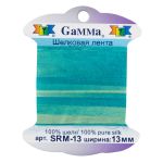 Лента (тесьма) шелковая 13.0 мм / 9.1±0.5 метров, M128 бл.зеленый/бирюзовый, Gamma SRM-13