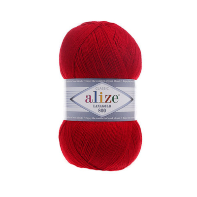 Пряжа Alize (Ализе) Lana Gold 800 / уп.5 мот. по 100 г, 800м, 390 вишня A