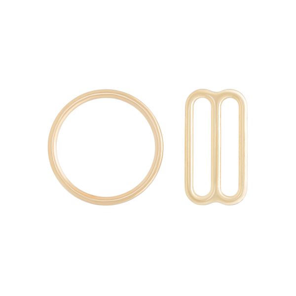Набор фурнитуры для бюстгальтера металл (кольца ⌀18 мм + регуляторы 18 мм по 4 шт), по 4 шт, золото, 27514