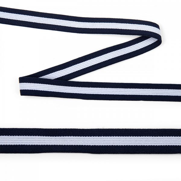 Резинка тканая 15.0 мм / 7±0.5 метра, мягкая, полоска, ET.1514 цв.синий/белый