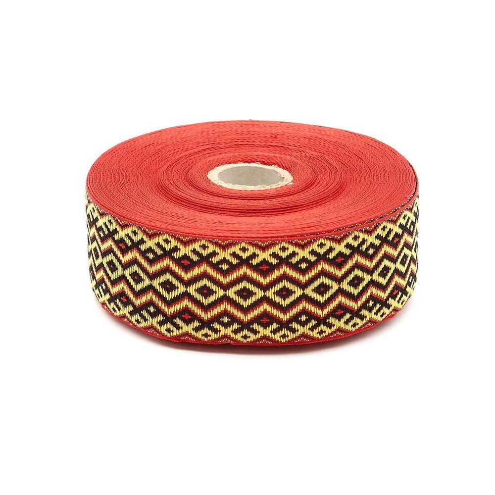 Лента (тесьма) жаккардовая 50.0 мм / 25±1 метров, рис. 9433, (красный) С3379Г17