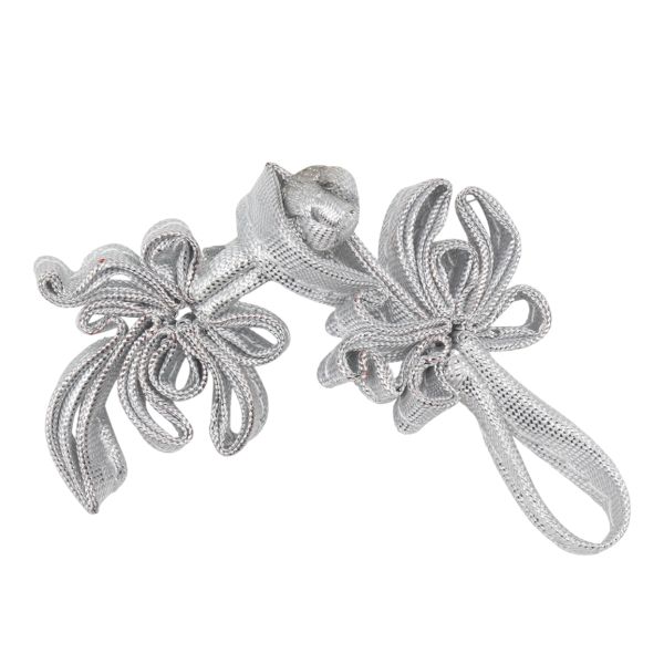 Сутажная застежка, 9 см (серебро), NO.3, 5 шт