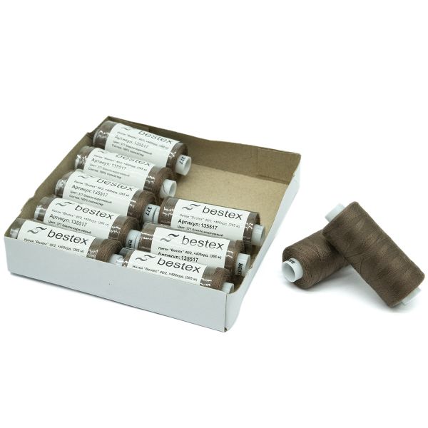 Нитки швейные бытовые Bestex 40/2, 365 м (400 ярд) / 10 кат., 377 капучино