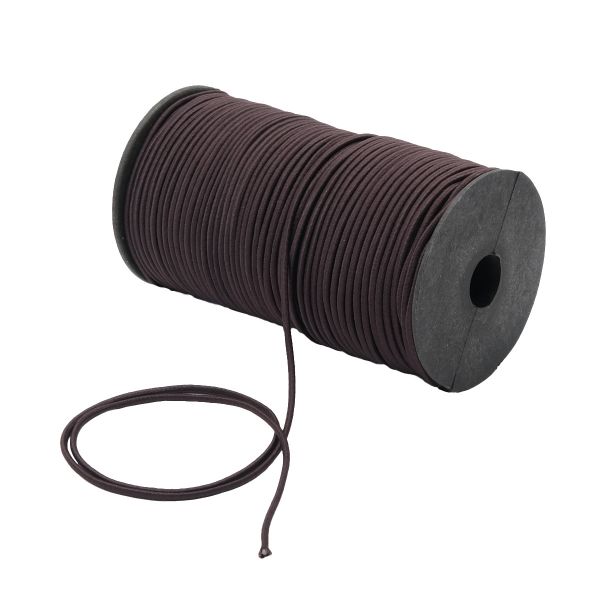 Резинка шляпная (шнур эластичный) ⌀3.0 мм / 100 метров, 0370-0300В, С917-т.коричневый