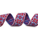 Лента (тесьма) жаккардовая 32.0 мм / 25±1 метров, рис.9624, (2 белый/красный/синий) С1853Г17