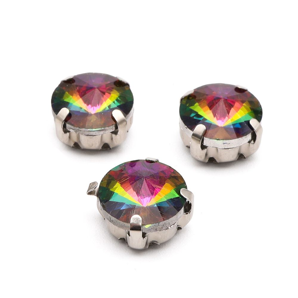 Хрустальные стразы в цапах круглой формы, радужный 10 мм, 5 шт. Astra&Craft, РЦ004НН10