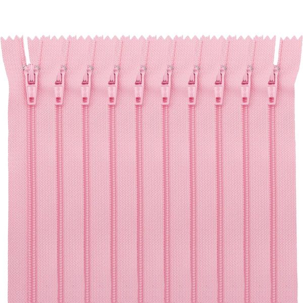 Молния спираль (витая) брючная Т3 (3 мм) 1 зам., н/раз., 20 см, автомат, роз, 30109, 10 шт