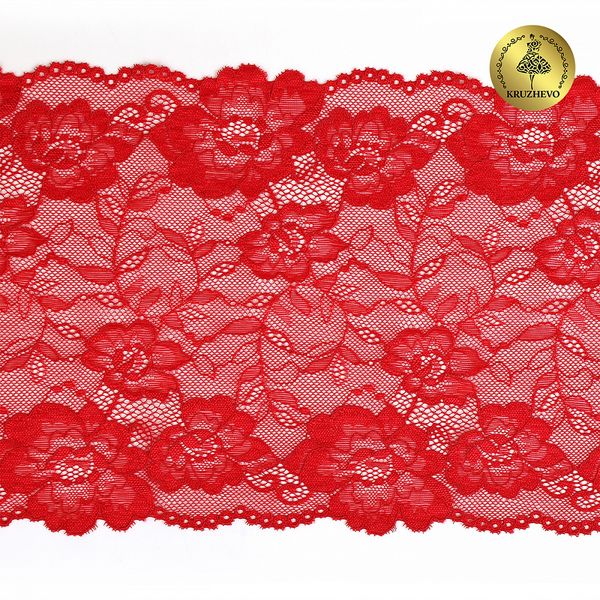 Кружево бельевое эластичное 190 мм / 10 м, 24, цв.красный, Kruzhevo