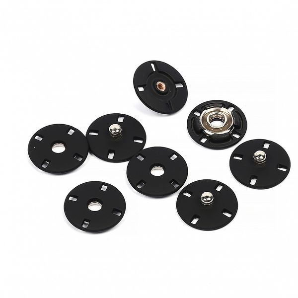 Кнопка пришивная металл ⌀15.0 мм, S0005, цв.черная резина, 20 шт, TBY