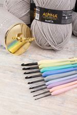 Крючок для вязания с прорезиненной ручкой ⌀3.5 мм, 16 см, алюминий, Gamma RH-BL