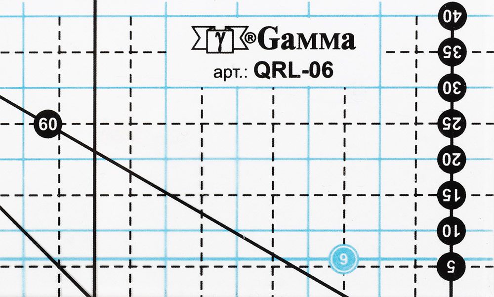 Линейка для пэчворка 15х5 см, пластик, Gamma QRL-06