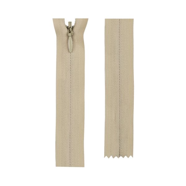 Молния потайная (скрытая) Т3 (3 мм) 1 зам., н/раз., 20 см, сатин (плотная), 311 бежево-серый, G013P Gamma, 10 шт