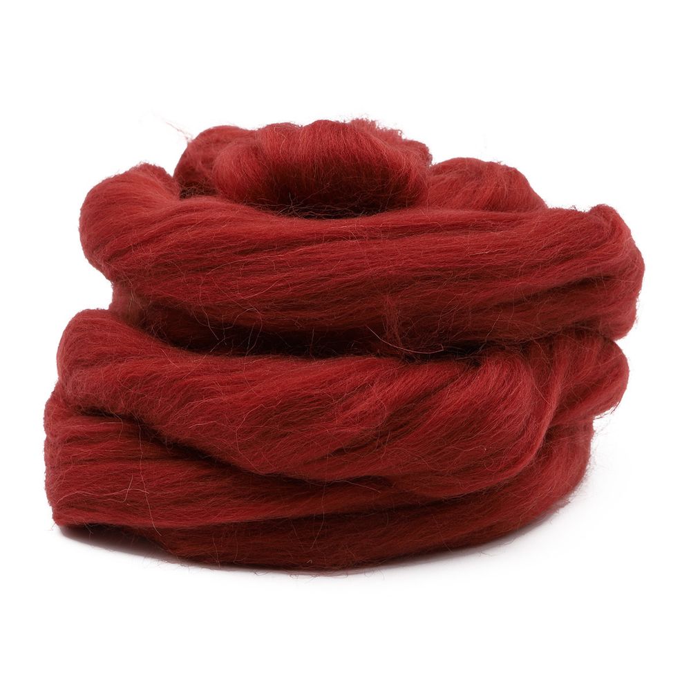 Шерсть для валяния полутонкая 100%, 100 г, 487 красное дерево