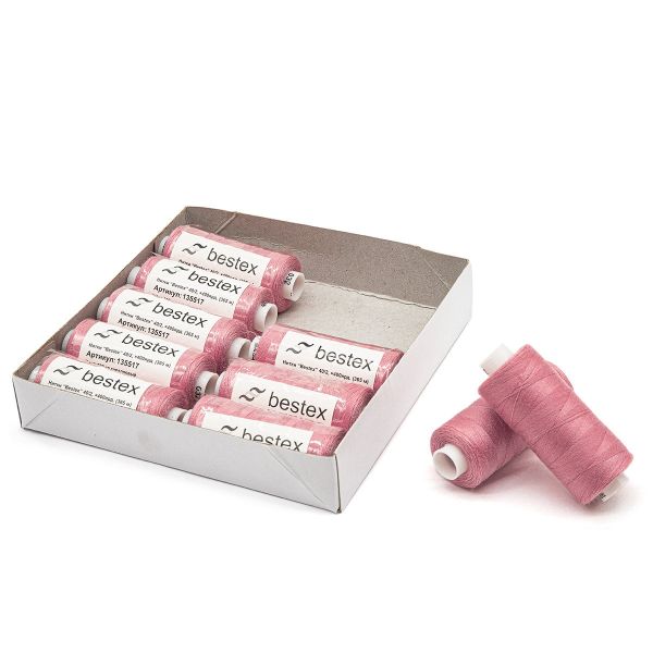 Нитки швейные бытовые Bestex 40/2, 365 м (400 ярд) / 10 кат., 032 светло-коралловый