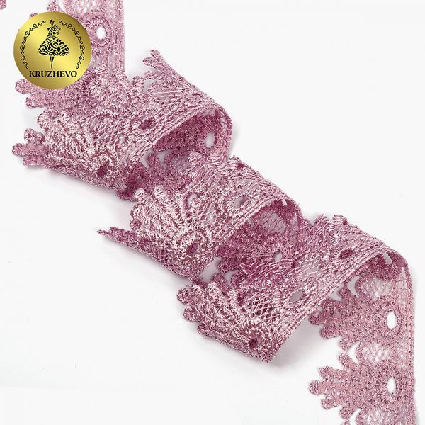 Кружево гипюр (плетёное) 45 мм, TBY.1681E, N6615 розовая пудра, 13.25м, Kruzhevo