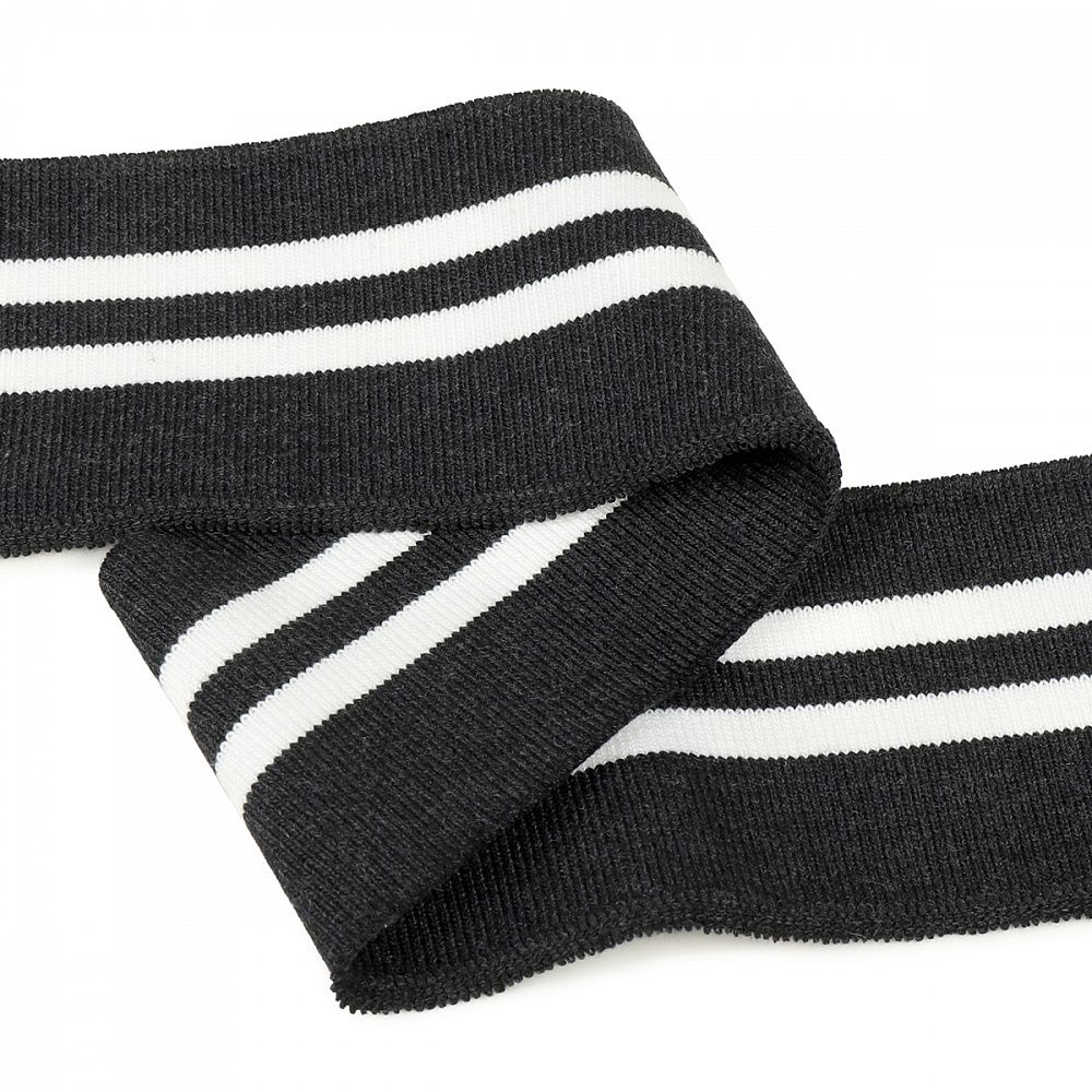 Подвяз (довяз) трикотажный 6.0х80 см, т.серый с белыми полосами, 100% п/э, 5 штук