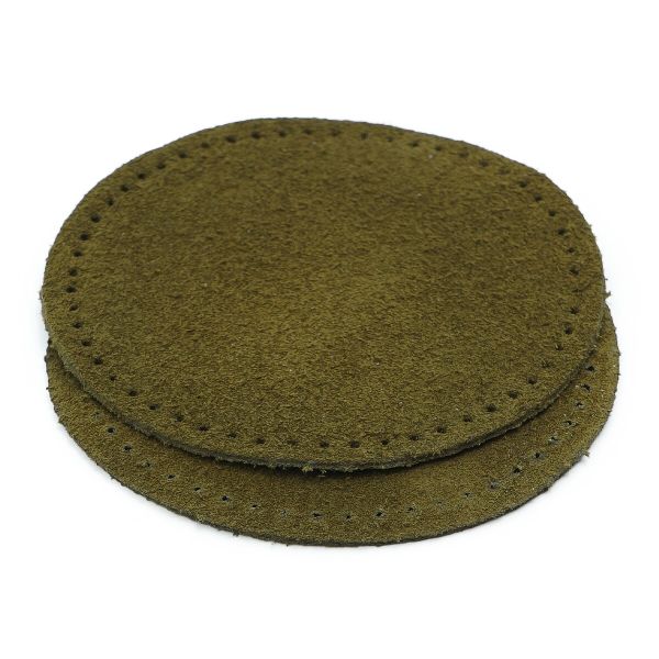 Заплатки пришивные из замши, круг ⌀8см с перфорацией, 2 шт, 100% кожа, 33 хаки, 59121